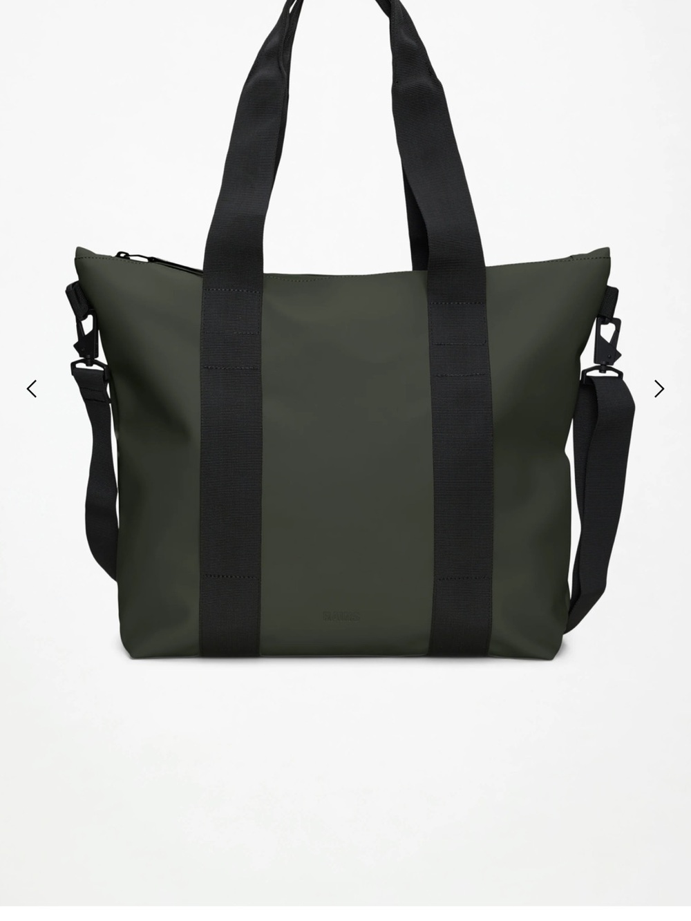 Rains Olive Green waterproof   Tote Bag with Black Straps